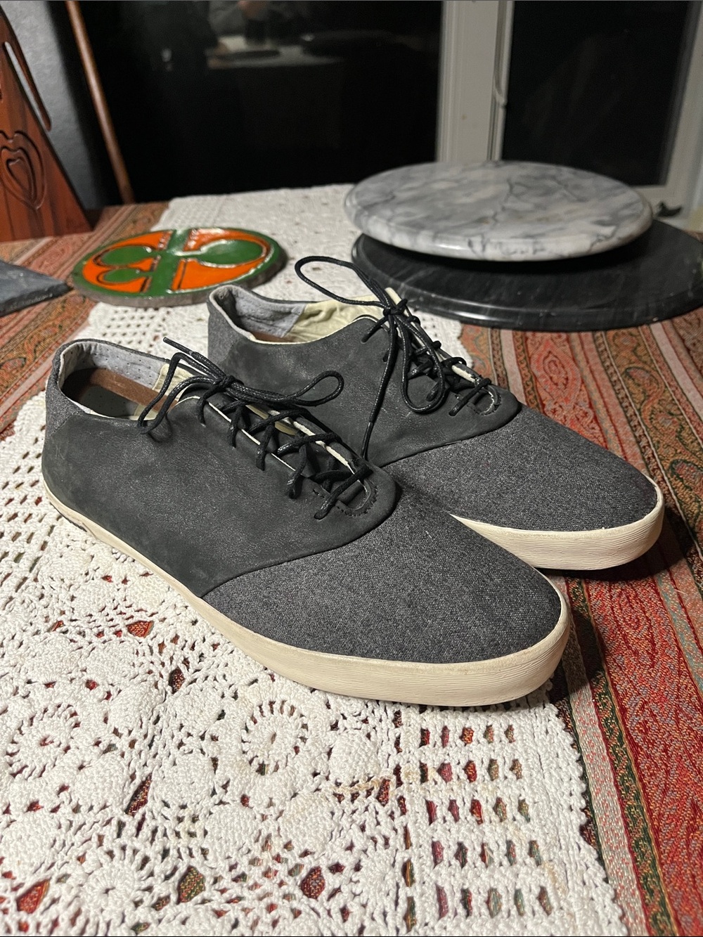 SeaVees saddle Oxford  charcoal Suede & wool Felt Casual Lace-Up Sneaker